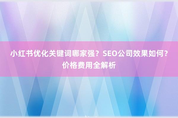 小红书优化关键词哪家强？SEO公司效果如何？价格费用全解析