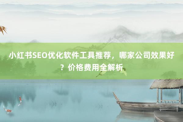 小红书SEO优化软件工具推荐，哪家公司效果好？价格费用全解析
