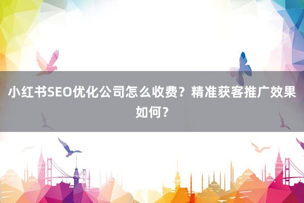 小红书SEO优化公司怎么收费？精准获客推广效果如何？