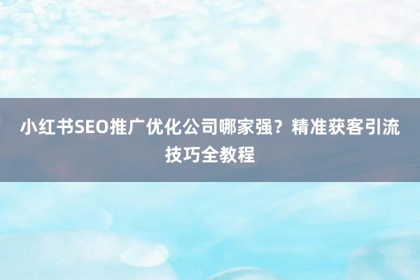 小红书SEO推广优化公司哪家强？精准获客引流技巧全教程