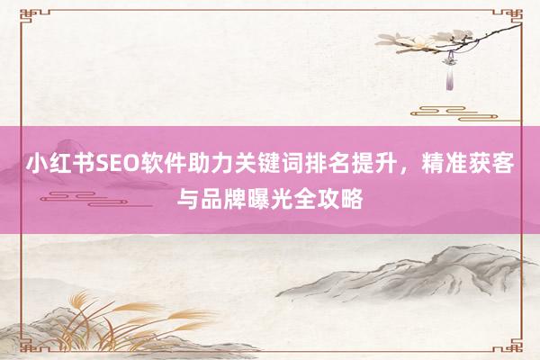 小红书SEO软件助力关键词排名提升，精准获客与品牌曝光全攻略