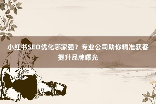 小红书SEO优化哪家强？专业公司助你精准获客提升品牌曝光