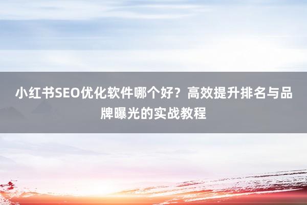 小红书SEO优化软件哪个好？高效提升排名与品牌曝光的实战教程
