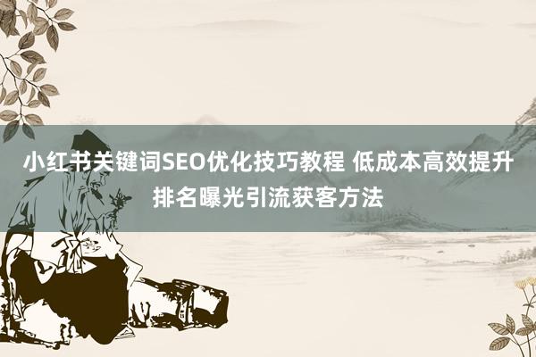 小红书关键词SEO优化技巧教程 低成本高效提升排名曝光引流获客方法