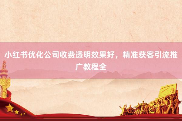 小红书优化公司收费透明效果好，精准获客引流推广教程全