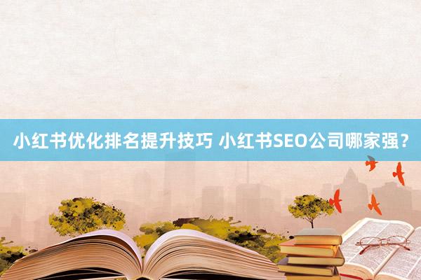 小红书优化排名提升技巧 小红书SEO公司哪家强？