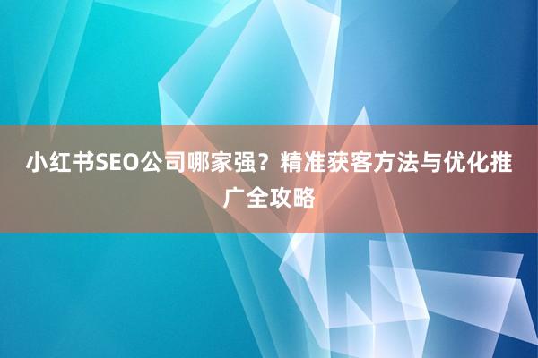 小红书SEO公司哪家强？精准获客方法与优化推广全攻略