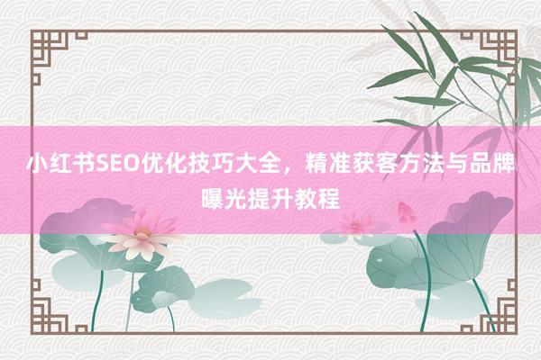 小红书SEO优化技巧大全，精准获客方法与品牌曝光提升教程