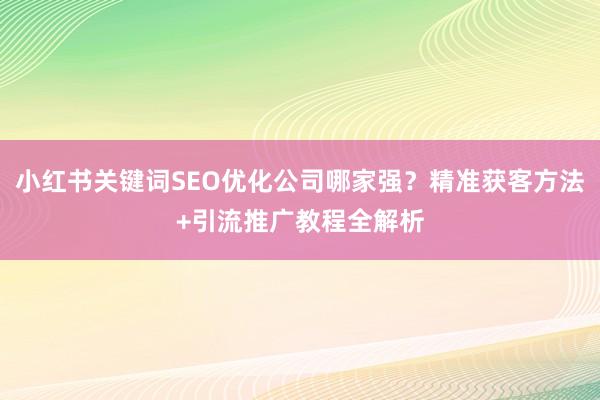 小红书关键词SEO优化公司哪家强？精准获客方法+引流推广教程全解析