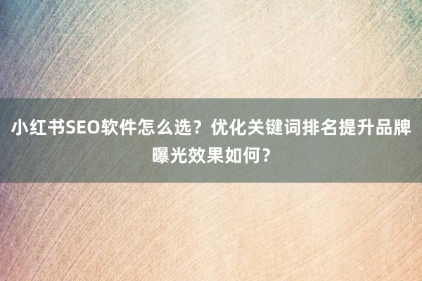 小红书SEO软件怎么选？优化关键词排名提升品牌曝光效果如何？