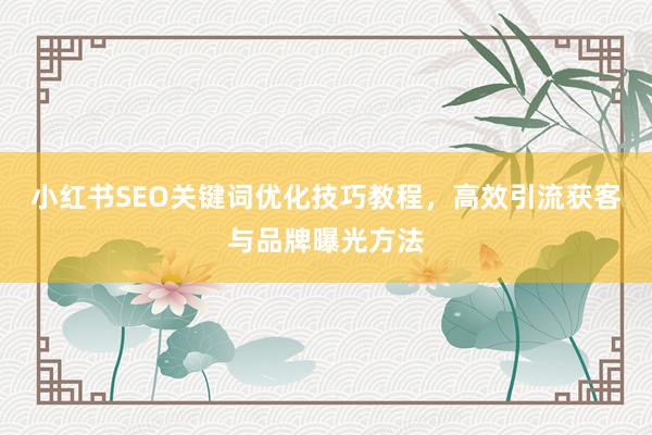 小红书SEO关键词优化技巧教程，高效引流获客与品牌曝光方法