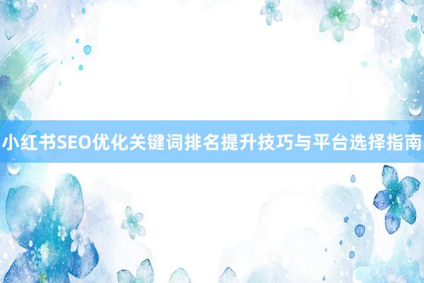 小红书SEO优化关键词排名提升技巧与平台选择指南