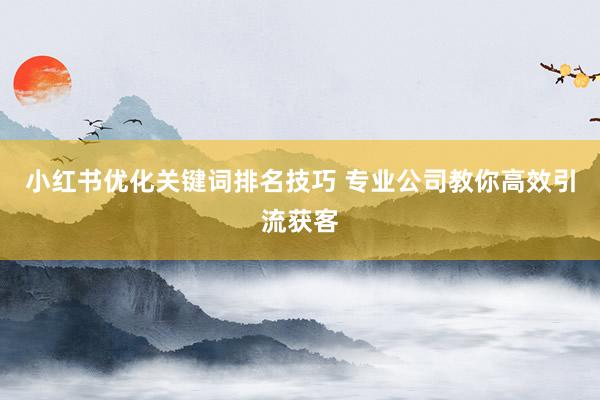 小红书优化关键词排名技巧 专业公司教你高效引流获客