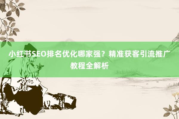 小红书SEO排名优化哪家强？精准获客引流推广教程全解析
