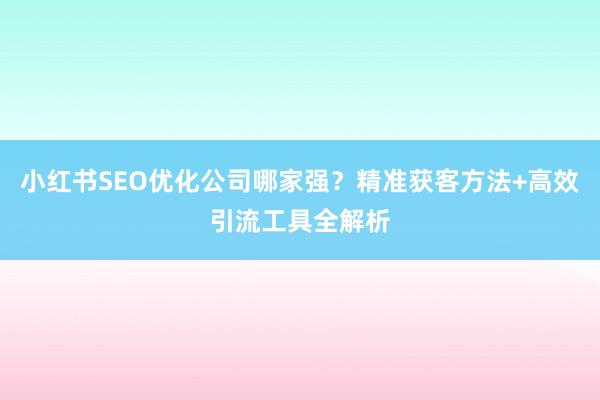 小红书SEO优化公司哪家强？精准获客方法+高效引流工具全解析