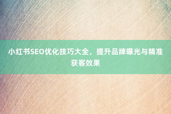 小红书SEO优化技巧大全，提升品牌曝光与精准获客效果