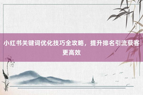 小红书关键词优化技巧全攻略，提升排名引流获客更高效