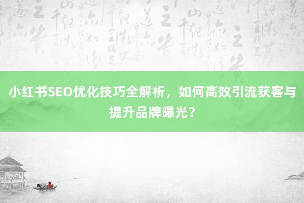 小红书SEO优化技巧全解析，如何高效引流获客与提升品牌曝光？