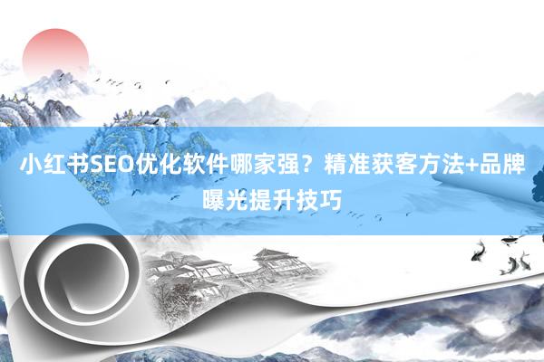 小红书SEO优化软件哪家强？精准获客方法+品牌曝光提升技巧