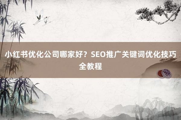 小红书优化公司哪家好？SEO推广关键词优化技巧全教程