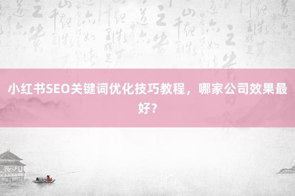 小红书SEO关键词优化技巧教程，哪家公司效果最好？