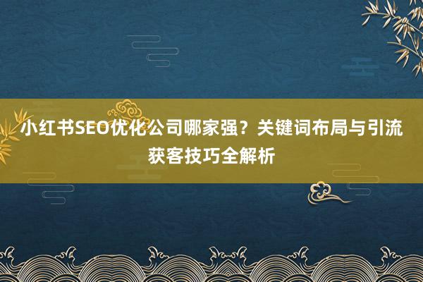 小红书SEO优化公司哪家强？关键词布局与引流获客技巧全解析
