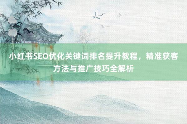 小红书SEO优化关键词排名提升教程，精准获客方法与推广技巧全解析