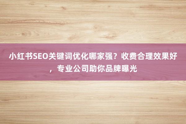 小红书SEO关键词优化哪家强？收费合理效果好，专业公司助你品牌曝光