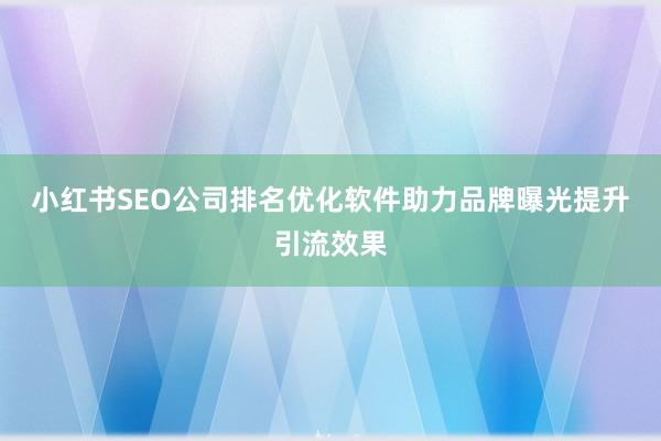 小红书SEO公司排名优化软件助力品牌曝光提升引流效果