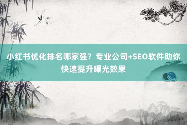 小红书优化排名哪家强？专业公司+SEO软件助你快速提升曝光效果