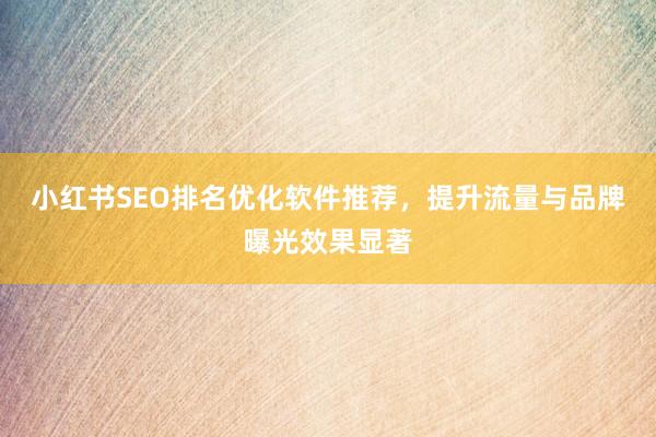 小红书SEO排名优化软件推荐，提升流量与品牌曝光效果显著
