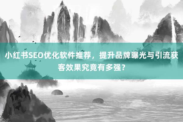 小红书SEO优化软件推荐，提升品牌曝光与引流获客效果究竟有多强？