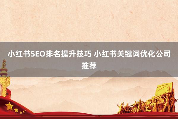 小红书SEO排名提升技巧 小红书关键词优化公司推荐