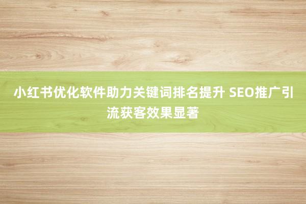 小红书优化软件助力关键词排名提升 SEO推广引流获客效果显著