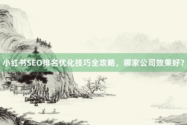 小红书SEO排名优化技巧全攻略，哪家公司效果好？