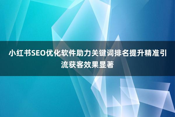 小红书SEO优化软件助力关键词排名提升精准引流获客效果显著