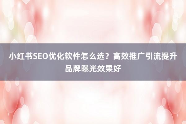 小红书SEO优化软件怎么选？高效推广引流提升品牌曝光效果好
