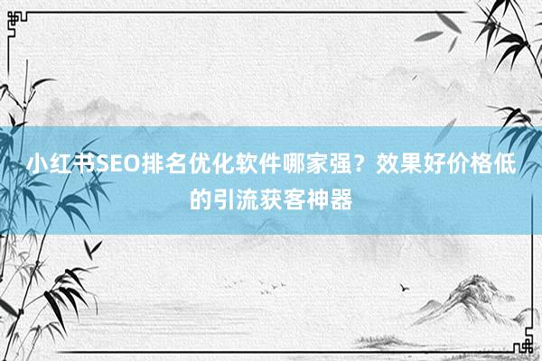 小红书SEO排名优化软件哪家强？效果好价格低的引流获客神器