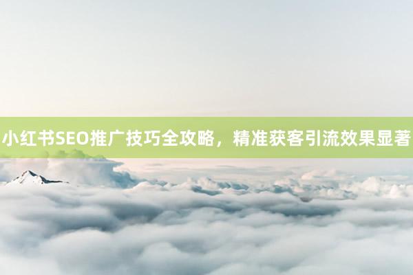 小红书SEO推广技巧全攻略，精准获客引流效果显著