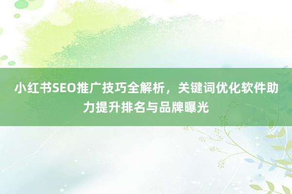 小红书SEO推广技巧全解析，关键词优化软件助力提升排名与品牌曝光