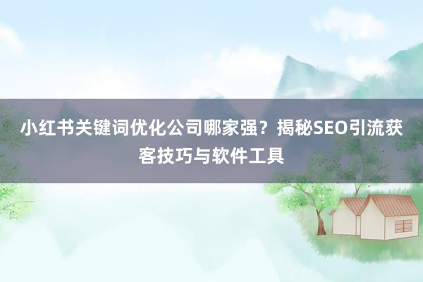 小红书关键词优化公司哪家强？揭秘SEO引流获客技巧与软件工具