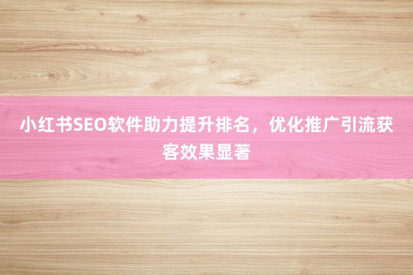小红书SEO软件助力提升排名，优化推广引流获客效果显著