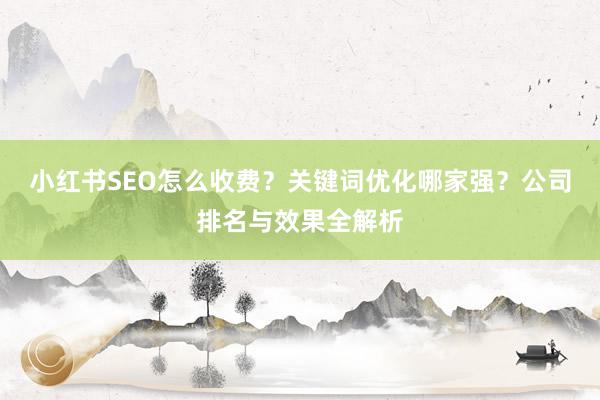 小红书SEO怎么收费？关键词优化哪家强？公司排名与效果全解析