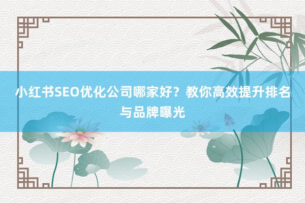 小红书SEO优化公司哪家好？教你高效提升排名与品牌曝光