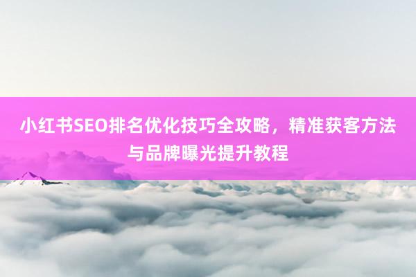 小红书SEO排名优化技巧全攻略，精准获客方法与品牌曝光提升教程