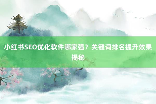 小红书SEO优化软件哪家强？关键词排名提升效果揭秘