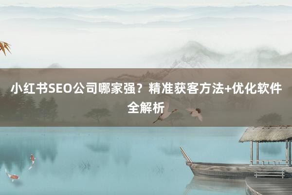 小红书SEO公司哪家强？精准获客方法+优化软件全解析
