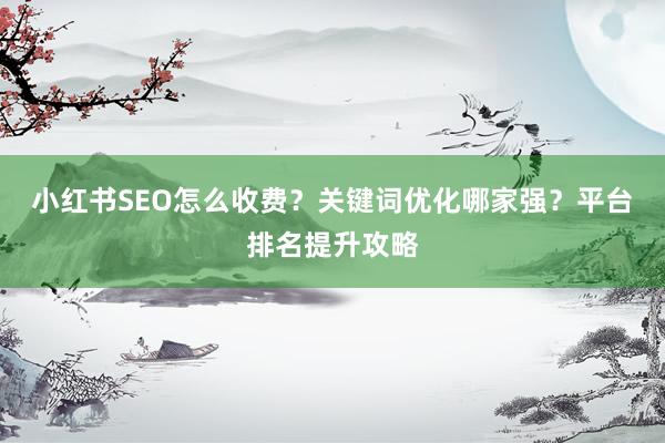 小红书SEO怎么收费？关键词优化哪家强？平台排名提升攻略