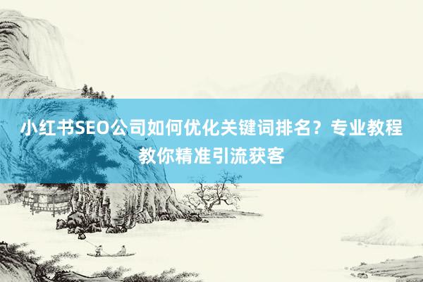 小红书SEO公司如何优化关键词排名？专业教程教你精准引流获客