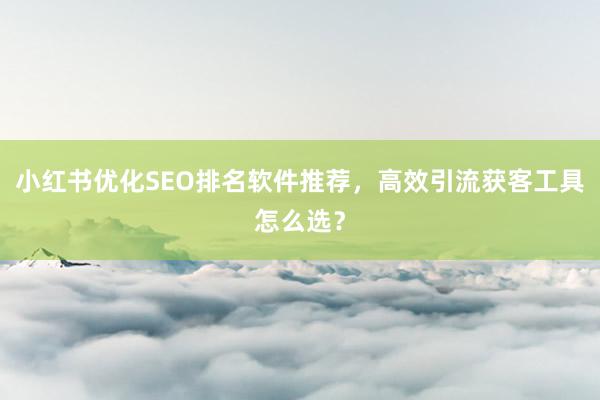 小红书优化SEO排名软件推荐，高效引流获客工具怎么选？